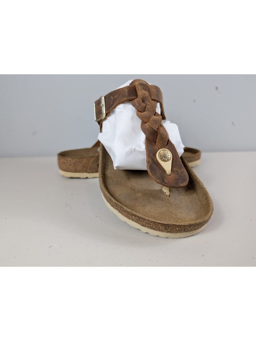 Birkenstock Gizeh Braided brown leather sandals women's size 10